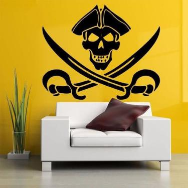 Imagem de Adesivos de parede Pirate Skull Crossed Swords PVC 52x42cm - yiweisai