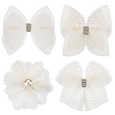 Imagem de Laços de cabelo Chuangdi White Strass com clipes de jacaré x4
