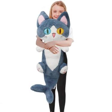 Imagem de Brinquedo de pelúcia ELAINREN Big Grey Cat Shark com cauda de tubarão 