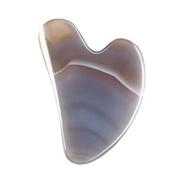 Imagem de Massageador Facial Gua Sha De Pedra Natural Quartzo Rosa E Ametista - 