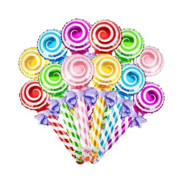 Imagem de Balões De Folha Tema Doce Pirulito 6pçs Decorações Para Casamento Aniv