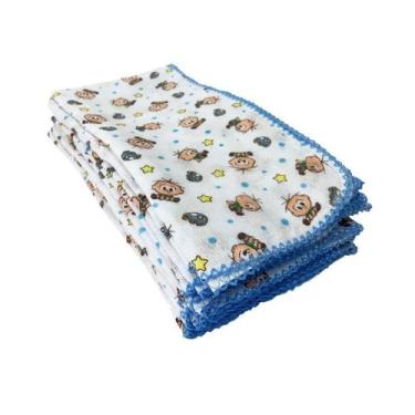 Imagem de Kit 10 Fralda Turma Da Mônica 70X70Cm Com Crochê Cebolinha - Inconfral