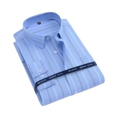 Imagem de Camisa Oxford Masculina De Manga Longa 100% Algodão Confortável Respir