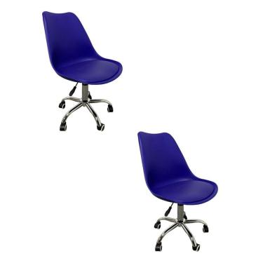 Imagem de Kit 2 Cadeiras Escritório Secretária Decorativa Eames Chicago Fratini Azul