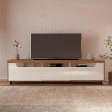 Imagem de Rack Para Tv 75" 3 Nichos 2 Portas Mercury Cinamomo/Off White - ARTELY