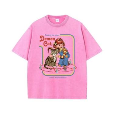 Imagem de Camiseta Feminina De Algodão Respirável Para O Verão Com Estampa De Ga