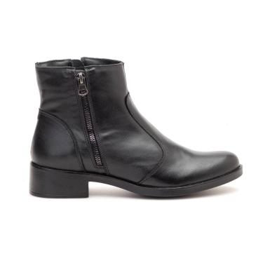 Imagem de Bota Leruchel Cano Baixo Em Couro Preta-Feminino