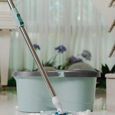 Imagem de Mop Inox Balde Duplo Esfregão 360°alta Durabilidade