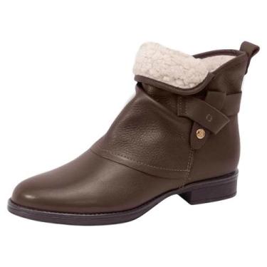 Imagem de Bota Feminina Couro Elegante Resistente Salto Baixo Bottero, Marrom, 3