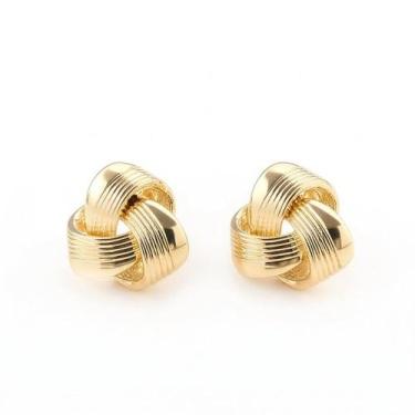 Imagem de Brinco Liso Nó Entrelaçado Banhado a Ouro 18K - Vero Semijoias