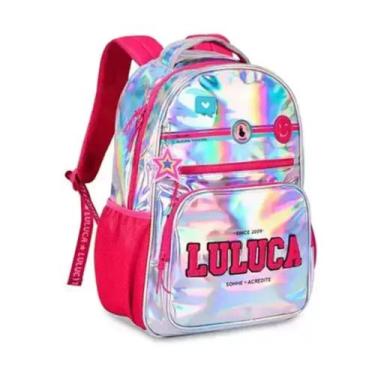 Imagem de Mochila de Costas Juvenil Luluca Menina Holográfica e Lancheira