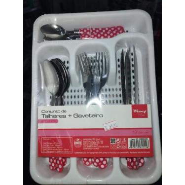 Imagem de Conjunto de talheres em inox com cabo de plástico + gaveteiro - wincy 