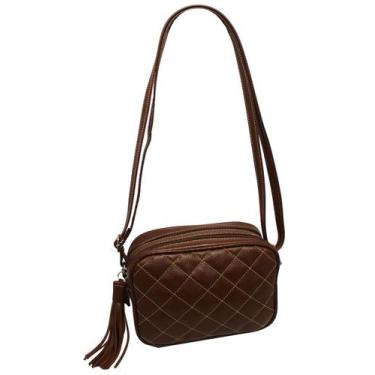 Imagem de Bolsa Feminina Couro Transversal Bls328 Matelassê Social - Doras Bolsa