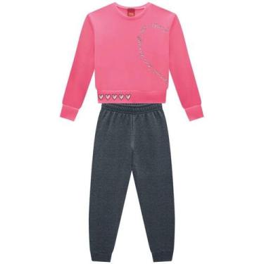 Imagem de Conjunto Infantil Blusão e Calça em Moletom Peluciado Kyly, Rosa, 8