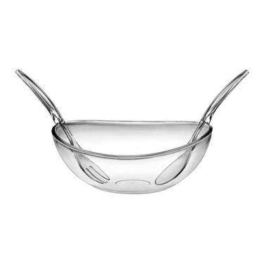 Imagem de Saladeira 32cm Oval Breakfast Com 2 Talheres Em Acrílico - L' Hermitag