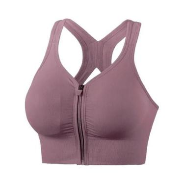 Imagem de Sutiã Esportivo Feminino Para Corrida Com Zíper Frontal, Antichoque, R