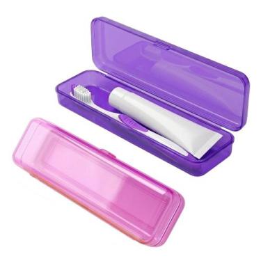Imagem de Kit 2 Porta Escova e Pasta de Dente Estojo para Viagem de Plástico Cor