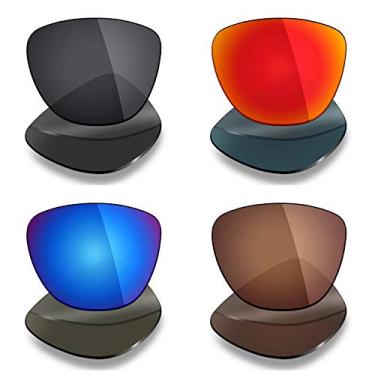 Imagem de 4 pares de lentes polarizadas de substituição Mryok para óculos de sol Oakley Moonlighter – Stealth preto/vermelho fogo/azul gelo/marrom bronze