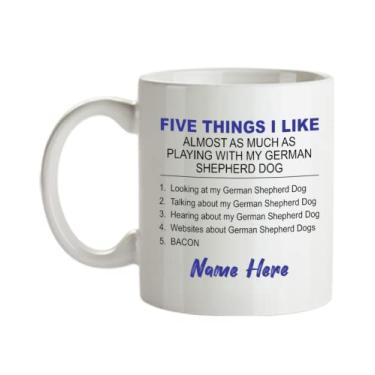 Imagem de Caneca de pastor alemão personalizada - Five Thing I Like About My German Shepherd - Presentes de pastor alemão - Copo de café de 425 g