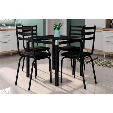 Imagem de conjunto de mesa de cozinha com 4 lugares malva ii courvin preto