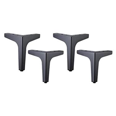 Imagem de Fenteer 4 x pés de móveis de metal de ferro para pés de sofá cadeira mesa de armário, preta, 15 cm
