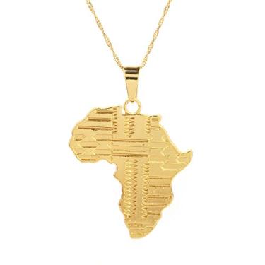 Imagem de Colar com pingente de mapa africano grande banhado a ouro 24 K para mulheres
