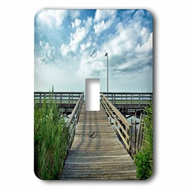 Imagem de 3dRose Lsp_112506_1 calçadão, folhagem de praia, céu azul e nuvens tampa de interruptor