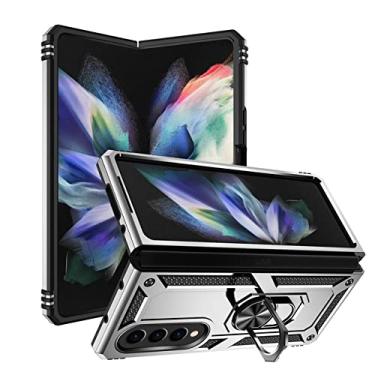 Imagem de Estojo para celular com suporte de anel da moda para Samsung Galaxy Z Fold 4 Fold4 Fold3 Fold 3 5G Kickstand Hard Protective Cover, Silver, para Samsung Z Fold 4