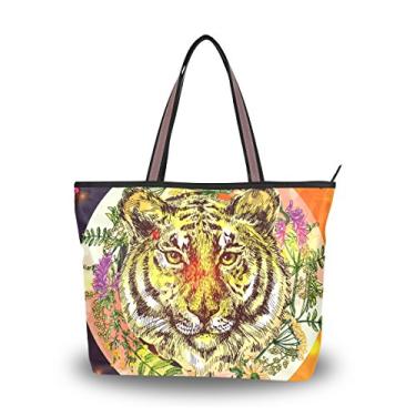 Imagem de Bolsa de ombro feminina My Daily com flor de tigre tropical, Multi, Large