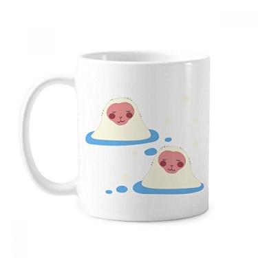 Imagem de Caneca clássica de viagem japonesa Lucky Animal de cerâmica branca presente com alças 350 ml