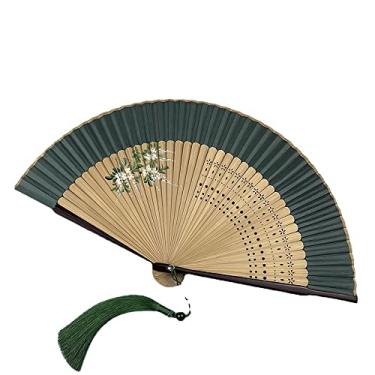 Imagem de XIALON 1 ventilador de verão portátil de 22 cm verde antigo ventilador dobrável feminino portátil clássico