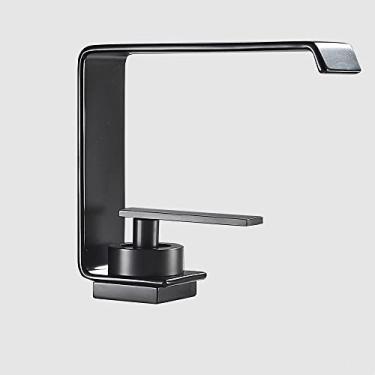 Imagem de Torneira preta do banheiro estilo cachoeira misturador da pia torneira de água de latão furo único misturador da pia vaidade montado no convés, tipo B