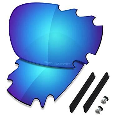 Imagem de SAUCER Lentes de reposição premium e kits de borracha para jaqueta de corrida Oakley Jawbone ventilada | Jaqueta de corrida ventilada Jawbone Óculos de sol com ajuste de ponte baixa alta defesa - azul