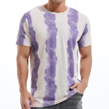 Imagem de KLIEGOU Camiseta masculina de gola redonda hipster - camiseta casual estilosa com estampa ajustada para homens, 538 Roxo, 3G