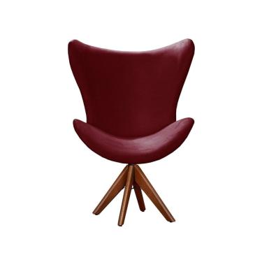 Imagem de Poltrona Alice Lisa Cadeira Egg Pé Giratório Madeira Recepção, Escritório Bordô 110