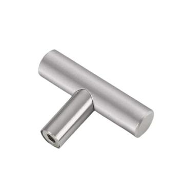 Imagem de Armário de cozinha puxa puxadores de gaveta de móveis em aço inoxidável barra t maçanetas retas de porta de guarda-roupa alça de armário de prata preta, furo único prateado