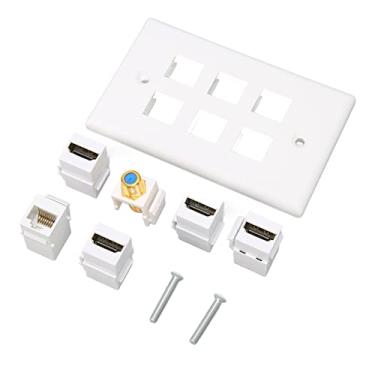 Imagem de Placa de Parede Ethernet Coaxial de 6 Portas 4 Portas Rede Ethernet RJ45 Coaxial e TV F Head Port Media Placas de Tomada de Parede Compatíveis Com Cabo Cat5 Cat5e Cat6 4 Portas