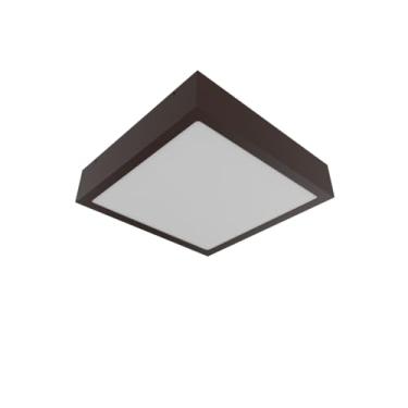 Imagem de Plafon de Sobrepor 40x40cm em Aço e Acrílico, Bivolt, 4xE27, Ideal para Salas e Cozinhas (Marrom)