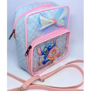 Imagem de Bolsa infantil Menina Mochila com Bolso com ziper pequena Lilo Stitch 