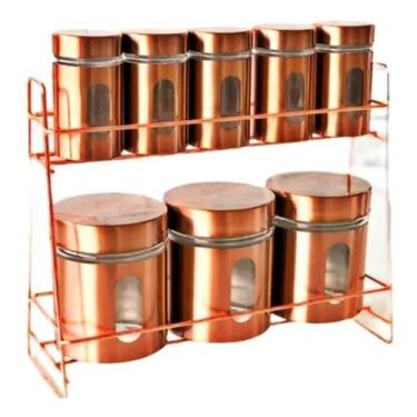 Imagem de Porta Temperos Cobre 9 Peças Com Porta Mantimentos Com Visor - CLIMACO