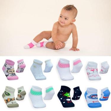 Imagem de Kit 6 pares de meias de bebê de 0 a 12 meses baby masculino e feminino