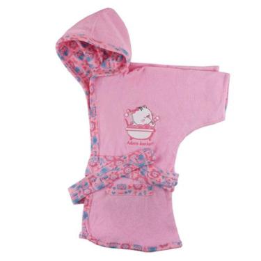 Imagem de Roupão de Bebê Maffessoni com Capuz Estampado Rosa - Era Uma Vez, P