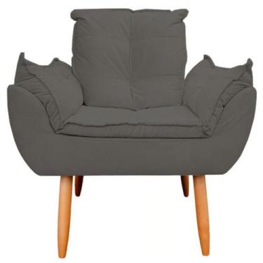 Imagem de Poltrona Decorativa Opala Sala de Estar Tecido Suede Grafite Horizonte