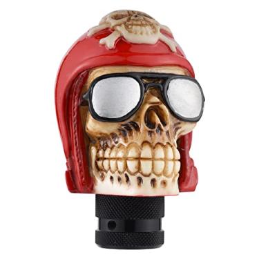 Imagem de Padaodao Manípulo de engrenagem de caveira alavanca de câmbio manípulo de alavanca de mudança de carro cabeça de aderência para a maioria dos veículos de transmissão manual SUV caminhões, vermelho