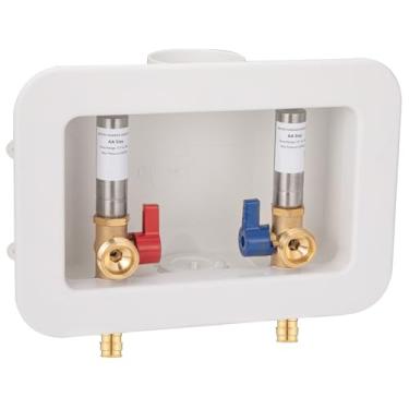 Imagem de [1 peça] Caixa de tomada de máquina de lavar Lingmfg PEX-A expansão com prendedores de martelo e dreno central de 5 cm, expansão PEX-A de 1/5.1 cm, conexão mangueiras de máquina de lavar 1/10.2 cm