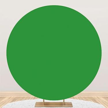 Imagem de AOFOTO 2 x 2 m, capa de fundo redondo verde sólido tela verde puro aniversário casamento festa chá de bebê banner círculo fundo online transmissão ao vivo vídeo desempenho zoom reunião foto adereços