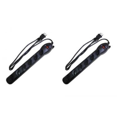 Imagem de Kit C/2 - Filtro Linha Qualitronix 6 Tomada  Bivolt Preto, Bivolt