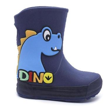 Imagem de Galocha Plugt Infantil Meninos Dino Divertido Dinossauro Azul Marinho,