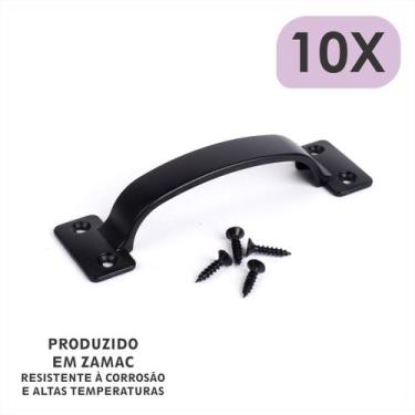 Imagem de 10 Puxador Alça Colonial Preto Fosco Móveis Bandeja Tábua - EMPÓRIO AC