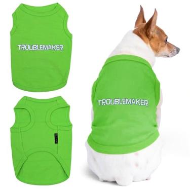 Imagem de Parisian Pet Roupas para cães e gatos camisetas bordadas Troublemaker, GG